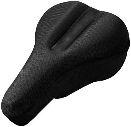 HKYIYO Silica Gel Memory Foam Soft &amp; Comfortable Bicycle Seat Saddles for Mountain Road Bike Riding Cycling Cushion Cover - Black