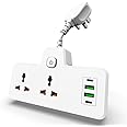 CREATMOR Extension Cord Power Socket Adapter,Universal Extension Socket with 2 USB-A 2 USB-C Ports,Multi-Outlet Power Extension Plug with Wall Mount Design For home office kitchen