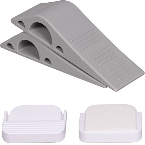 Stilemo Türstopper XXL – 2er Pack – Türkeil inklusive Halterung – Stapelbarer Fensterstopper aus Gummi – Für Büro und Haushalt – Grau