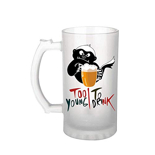 Ezellohub Beer Glass Frosted Printed Beer Mug, 500 ML, Gift for Brother Gift for Friedd/Birthday/New Year/Husband/Brothers/Best Friend/Boy Friend (Young Printed)