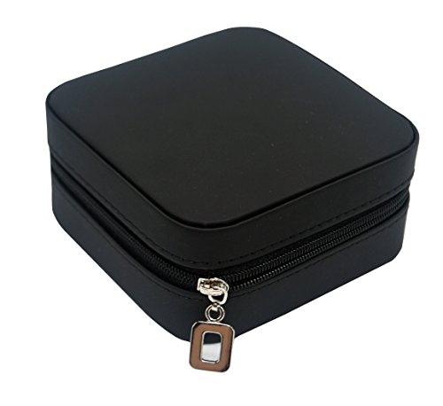 JOYOOO Cream Faux Leather Portable Travel Jewellery Box Case For Earring/Ring/Necklace etc (Schwarz) - 5