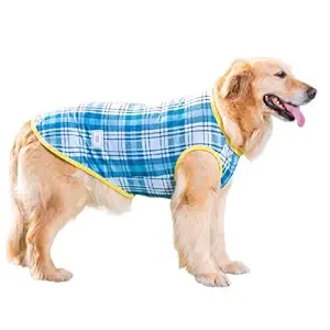 KUTKUT Checkered Shirt for Medium and Large Dogs, Quick Dry Dog T-Shirts, Breathable Strechy Dog Sleeveless Tank Top for Beagle, Corgi, Husky, Labrador, Retriver etc (Size: 3XL)