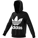 Großes Logo auf der Front adidas Damen Trefoil Kapuzenpullover, schwarz (Black), 38
