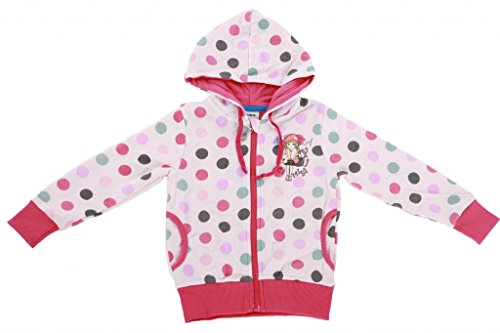 Nova - Girls Fleece Hoodie / Hooded Sweatshirt with Colourful Polka Dots - Zip Closure - Adorable Girl and Cat Embroidery with Sequins - Pink - UK 18-24m (EU 92)