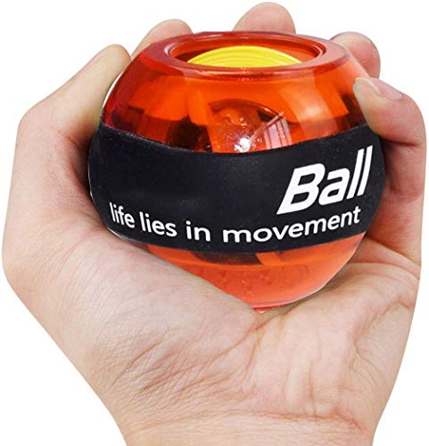 Ejercicios de entrenamiento de muñeca bola de potencia, bola giroscópica con luces LED, fortalecedor de potencia de muñeca y antebrazo para una mayor flexibilidad de muñeca músculos del brazo, rojo