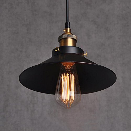 Retro Style schwarz Metall Deckenlampe Pendelleuchte Lampenschirm Hängelampe Shade Easy Fit für Leuchtmittel E27 - 4