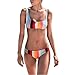 Price comparison product image Women Swimwear Two Piece Set Push-Up Padded Rainbow Bikini Set Swimsuit Bathing Beachwear Swimming Costume (L, Red)