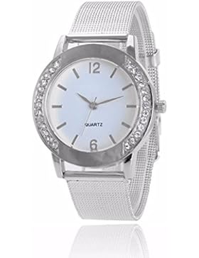 Sunnywill Neue Mode Crystal Golden Edelstahl analoge Quarz Armbanduhr für Frauen Mädchen Damen