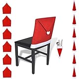 WOSON 12Pcs Fundas de Sillas con Funda de Cuchillos para Fiesta/Mesa de comedor/Restaurante Decoraci¨®n Navidad Santa Claus Feliz Navidad Color Rojo