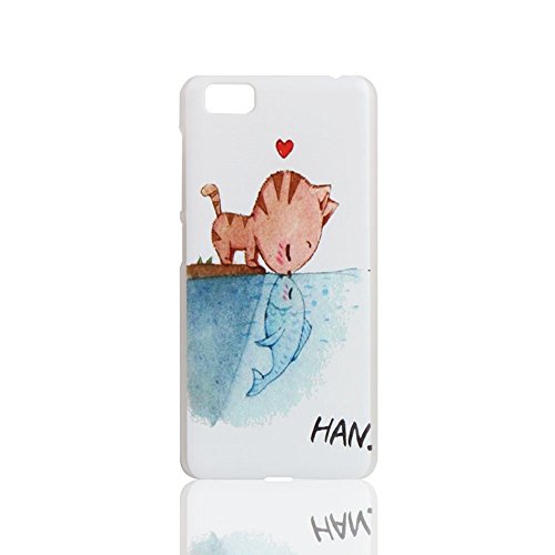 Guran   Pl  stico Hard Funda Cascara para UleFone Future Smartphone Bumper PC Case Cover-Gato en amor con pescado