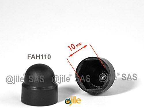 Ajile20 Pieces - Snap on Domed nut Bolt Cap, Protective Cover for M6, 10 mm nut - Black Plastic - FAH110