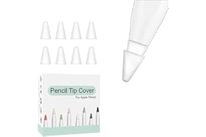 BAIJ 8-pak pokrowców na końcówki rysika, antypoślizgowe nakładki wymienne i osłony ochronne, kompatybilne z Apple Pencil (1. / 2. generacji/Pro), uniwersalne akcesoria do końcówek rysika, białe