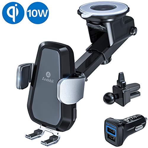 andobil Wireless Car Charger for iPhone XS/XS Max/XR/X / 8/8 Plus, Samsung Galaxy Note 9/ S9/ S9+/ S8/ S8+ etc. 4.1-6.5 Inch Smartphone