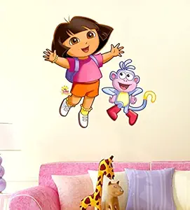 CUSTOMSCART Dorao Girl with Her Friend Bujij Printed Wall Stickers for Kids Room 60x60Cm Vinyl