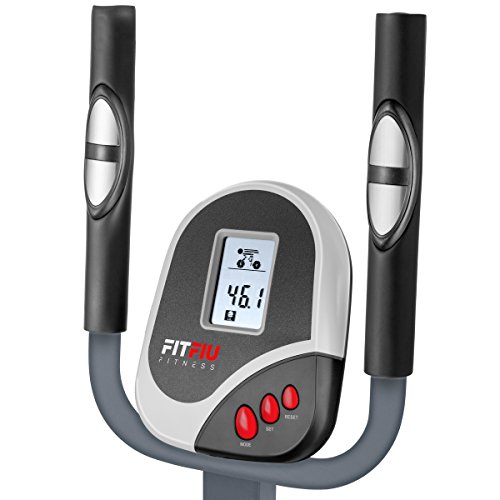 Fitfiu - BELI120  Bicicleta elíptica multifunción con pantalla LCD y pulsómetro, unisex, plata