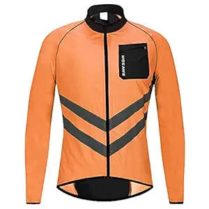 Men Cycling Jacket Windproof Reflective Long Sleeve Biking Jersey Bike Jacket for Riding Running Jogging -MAYIS