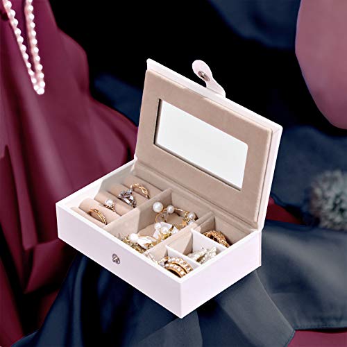 Songmics Schmuckkästchen Schmuckkoffer Abschließbar Spiegel 4 Hacken JBC121W - 5