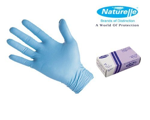 Naturelle usa e getta, taglia media, colore: Blu, guanti usa e getta, in NITRILE senza polvere, confezione da 100, taglia media (grado medicale, AQL 1.5, privo di lattice)