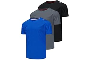 Csqtongan 3er Pack Sport Tshirts Herren Funktionsshirt Sportshirt Kurzarm T-Shirt Schnelltrocknend Atmungsaktiv Sport Shirt Männer Laufshirt Gym Trainingsshirt Herren