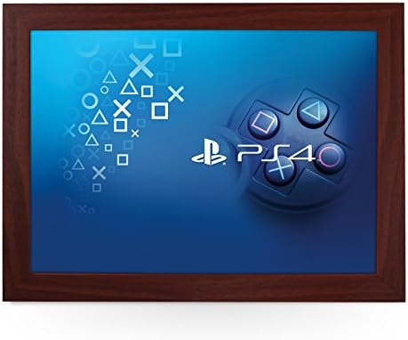 Portable Lap Desk Tray (PS4 Controller Buttons) Handmade Wooden Frame, Beanbag Cushioned Bottom | Computers, Laptops, Meals, Food | L0195 Brown