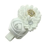 Sanwood Baby Girls Rhinestone Headband Ribbon Hair Band (White)