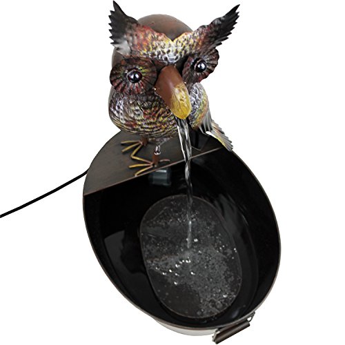 Metallbrunnen mit Eule, 51x39xH55cm, inkl. Elektropumpe, Zimmerbrunnen, Antik-Look / Metall - 3