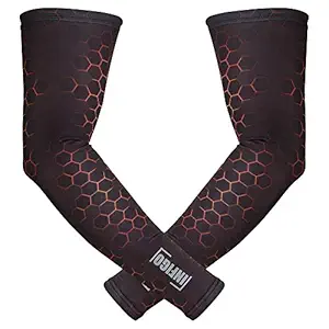 Infigo Multipurpose Compression Arm Sleeves for Bike or Motorcycle, UV Protection, Sports & Outdoor Activities for Men & Women (Cyber Black-Pair)