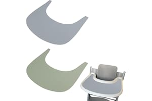 KINGOVALLEY Silikon-Hochstuhl-Tischset für Stokke Tripp Trapp Stuhl, Baby-Hochstuhl-Tablett, Fingerfood-Tischset für Babys, Kleinkinder, Salbeigrün und Staubblau, 2 Stück