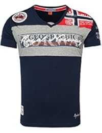 Geographical Norway Hombres T-shirt JERAD V-Aussschnitt con Bordado y Details Volver Imprimir Verano