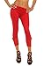 Produktbild 10054 Fashion4Young Damen Sexy Capri-Leggins Leggings 3/4 Hose mit Strass oder Schleife Gr. 34 36 38 (One Size 34 36 38, Rot)
