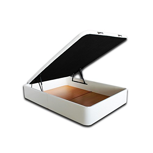 Ventadecolchones - Canapé Modelo Serena Gran Capacidad tapizado en Polipiel Blanco Medidas 150 x 190 cm