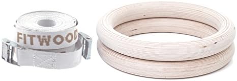 Fitwood of Scandinavia Olympic Wooden Gym Rings - Wood Surface/White Strap
