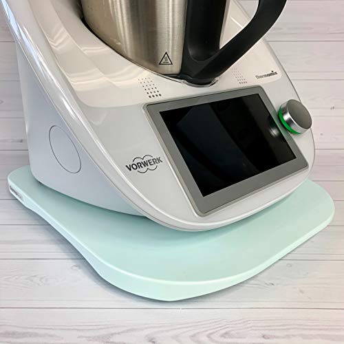 INWOOD thermoBase Premium Tabla de Madera/Thermomix TM5 TM6 / Tabla Deslizante / 2 Deslizadores de teflón en Lugar de Ruedas / 2 topes de Goma para Mayor Estabilidad/diseño Innovador