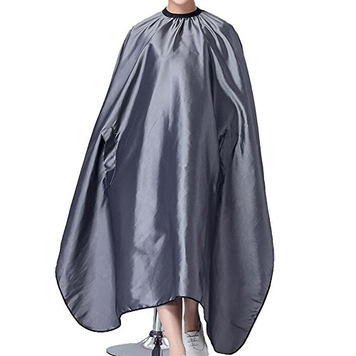 Hair Salon Cape Waterproof Hair Cutting Apron Barber Bibs -Gray
