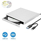 【USB3.0 und Typ-c Hochgeschwindigkeitsschnittstelle】: CD/DVD brenner usb mit SATA-Schnittstelle, importierte DVD-RW-Bewegung, integrierter Anti-Burnout-Steuerchip, schnelle und stabile Datenübertragung. Die Bewegung hat starke Fehlerkorrekturfähigkeit, stoßfest und geräuscharm (kompatibel mit USB 2.0, USB1.1-Schnittstelle), um sie verwenden zu können)