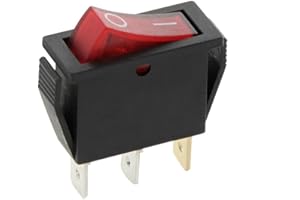 CABLEPELADO - Interruptor Basculante ON-OFF (SPST) | 3 Pin, Doble Polo | Conmutador de Encendido y Apagado con Luz Roja | 16A 250V / 20A 125V