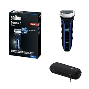 Braun Series 5 530S/Electric Foil Shaver, Precision Trimmer & Wireless Razur/Fully Washable/High Capacity Li-ion Battery with Protective Travel Case/Black/Blue - Image 4