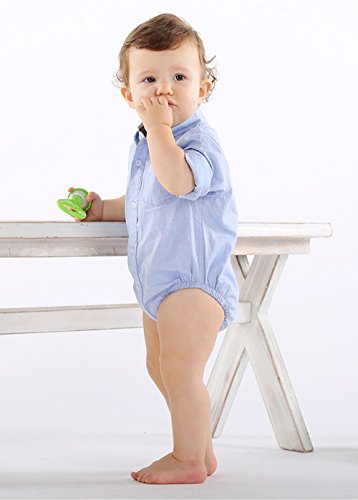 Bebone Baby Boys Girls Cotton Romper (Blue, 9-12M)