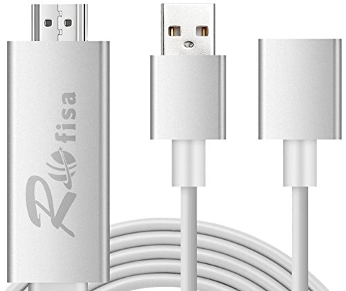 rofisa HDMI-Kabel Lightning 8 Pin auf HDMI-Kabel, 3,3 ft 1080p HDTV Video Kabel für iPhone 7/7 Plus, 6/6 Plus/6S/6S Plus, Samsung Galaxy S7/7 Edge, 6/6 Edge, Note3/4/5 –-Silber