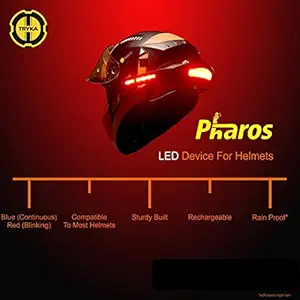 Tryka Gears Plastic Pharos Rechargeable Dual Lights Mode Accessory, LED Helmet Light for Bikers- Matte Black