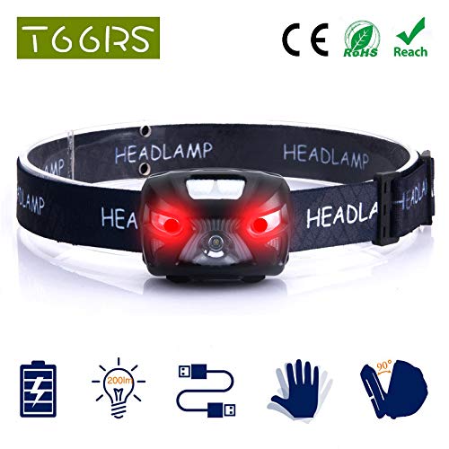 Linterna Frontal USB Recargable,Enshant Linterna de Cabeza Luz Impermeable,Inductivo,8 Modos de Iluminación,Cable USB Incluido,Linterna LED para Deporte Nocturno,Camping,Excursión,Pesca,Ciclismo