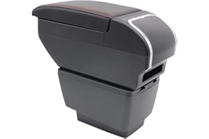 KAERGK Caja de reposabrazos de doble capa para Skoda Fabia 3 2015 2016 2017, caja de almacenamiento para consola central con soporte para tazas, accesorios para reposabrazos, color negro