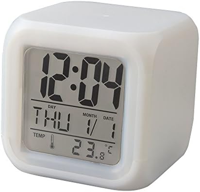 Multi Colour Changing Digital Alarm Clock with Temperature, Variable Snooze and Melodies