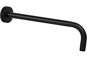 KATEZON Shower Arm with Flange, Made of 304 Stainless Steel, 15 Inch Shower Head Extension Extender Pipe Arm, Wall-Mounted for Fixed Bathroom Shower Head (Matte Black)