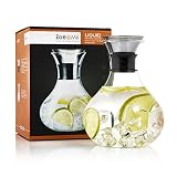 .Zoë&Mii Premium 1,5l Glaskaraffe - Wasserkaraffe mit Edelstahl Deckel - Karaffe aus Glas - Glaskanne Geschenk als Wasserkrug und Wein Dekanter Krug - Gratis Getränke Rezeptkarten
