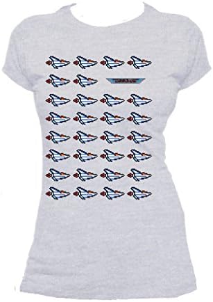Gradius repeat Vic Viper Pixel Official Women's T-Shirt (Heather Grey) (Medium)