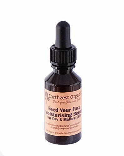 Anti Aging Facial Serum For Men & Women With Sensitive, Dry or Mature Skin, This Face Serum is 100% Organic so Use Day and Night as Your All Natural Anti Wrinkle Moisturiser. Great Makeup Base. Highly Concentrated, Effective & Long Lasting. Handmade in Britain By Earthzest Organics - 30ml