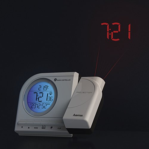 Hama Funk Projektionswecker (mit Thermometer, Kalender, Wecker, automatische Zeitanpassung, Projektor um 180 Grad drehbar) weiß - 7