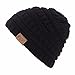 Produktbild Junge und Mädchen Stricken Winter Beanie Baggy Skifahren Mütze Gehäkelte Wolle Ski Skull Slouchy Caps Hut (Schwarz)