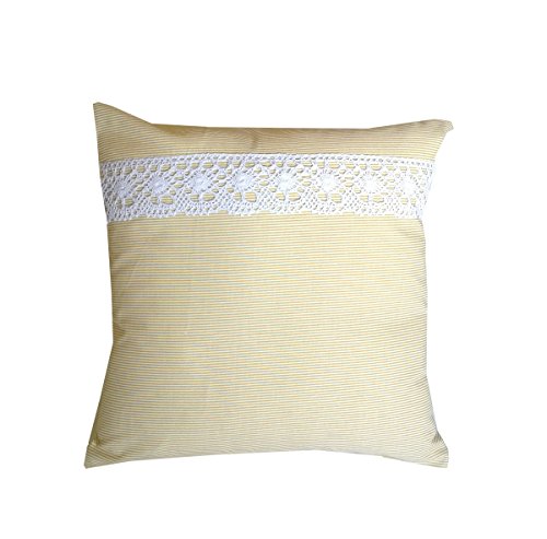 Vizaro - Pillowcase Cover for Baby room decoration - 100% Luxury Cotton - Made exclusively in the European Union, fabrics successfully tested for harmful substances - Collection Beige Stripes And Lace